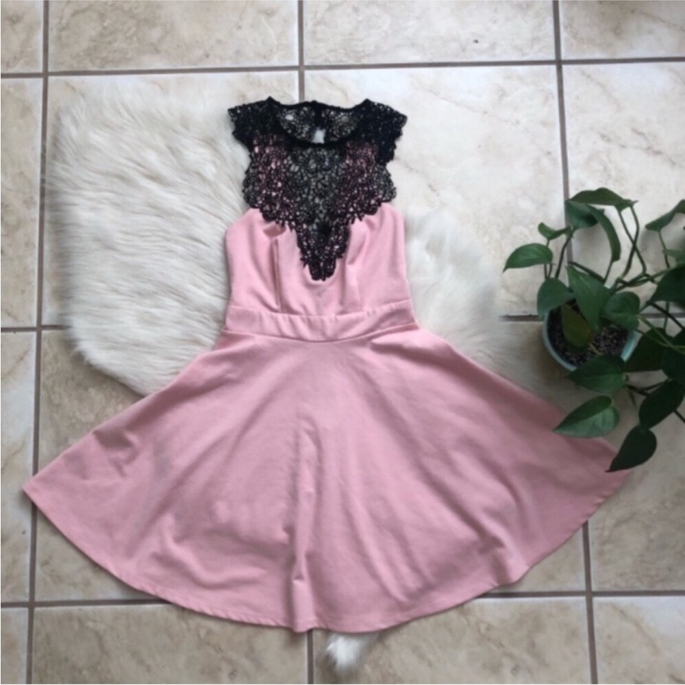 Material Girl Lace Yoke Skater Minidress